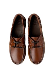 Loake Brown Waxy Leather 2 Eyelet Boat Shoes - Image 3 of 3