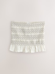 Ecru/Black Pinstripe Smocked Bandeau Top - Image 6 of 8