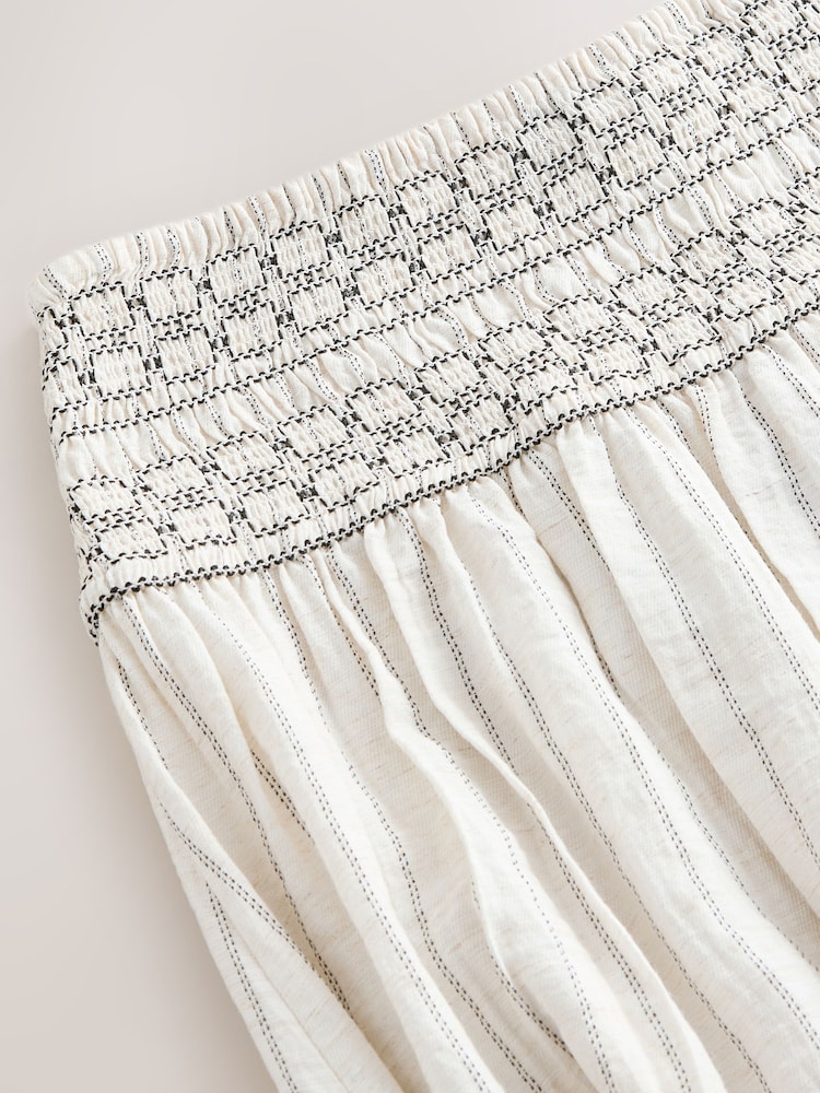 Ecru/Black Pinstripe - Smocked Waist Maxi Skirt - Image 8 of 8