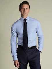 Charles Tyrwhitt Blue Cornflower Non-Iron Stretch Burlington Weave Ca Slim Fit Shirt - Image 1 of 6