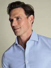 Charles Tyrwhitt Blue Cornflower Non-Iron Stretch Burlington Weave Ca Slim Fit Shirt - Image 2 of 6
