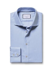 Charles Tyrwhitt Blue Cornflower Non-Iron Stretch Burlington Weave Ca Slim Fit Shirt - Image 4 of 6