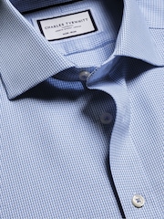Charles Tyrwhitt Blue Cornflower Non-Iron Stretch Burlington Weave Ca Slim Fit Shirt - Image 5 of 6