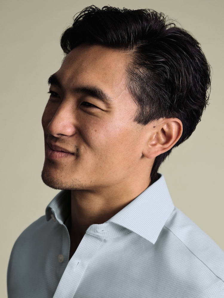 Charles Tyrwhitt Green Aqua Non-Iron Stretch Burlington Weave Ca Slim Fit Shirt - Image 2 of 6 Charles Tyrwhitt Green Aqua Non-Iron Stretch Burlington Weave Ca Slim Fit Shirt - Image 2 of 6
