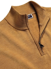 Charles Tyrwhitt Yellow Merino Zip Neck Jumper - Image 4 of 5
