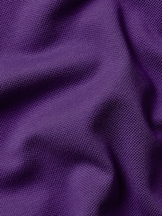 Charles Tyrwhitt Purple Solid Short Sleeve Cotton Stretch Pique Polo Shirt - Image 5 of 5