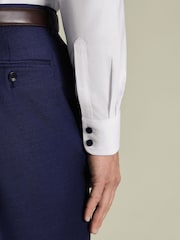 Charles Tyrwhitt White Non-Iron Twill With Contrast Blue Buttons Slim Fit Shirt - Image 3 of 6