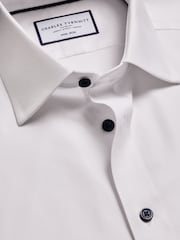 Charles Tyrwhitt White Non-Iron Twill With Contrast Blue Buttons Slim Fit Shirt - Image 5 of 6