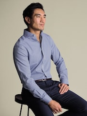 Charles Tyrwhitt Blue Royal Gingham Non-Iron Poplin Cutaway Slim Fit Shirt - Image 1 of 6