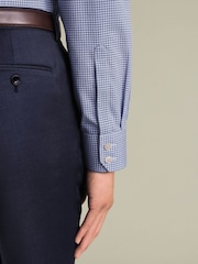 Charles Tyrwhitt Blue Royal Gingham Non-Iron Poplin Cutaway Slim Fit Shirt - Image 3 of 6