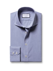 Charles Tyrwhitt Blue Royal Gingham Non-Iron Poplin Cutaway Slim Fit Shirt - Image 4 of 6