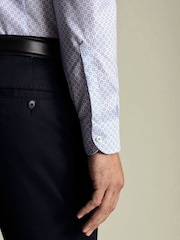 Charles Tyrwhitt Blue Non-Iron Stretch Decorative Print Slim Fit Shirt - Image 3 of 6