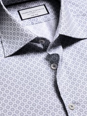 Charles Tyrwhitt Blue Non-Iron Stretch Decorative Print Slim Fit Shirt - Image 5 of 6
