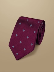 Charles Tyrwhitt Purple Blackberry Purple Fleur-De-Lys Silk Tie - Image 1 of 2