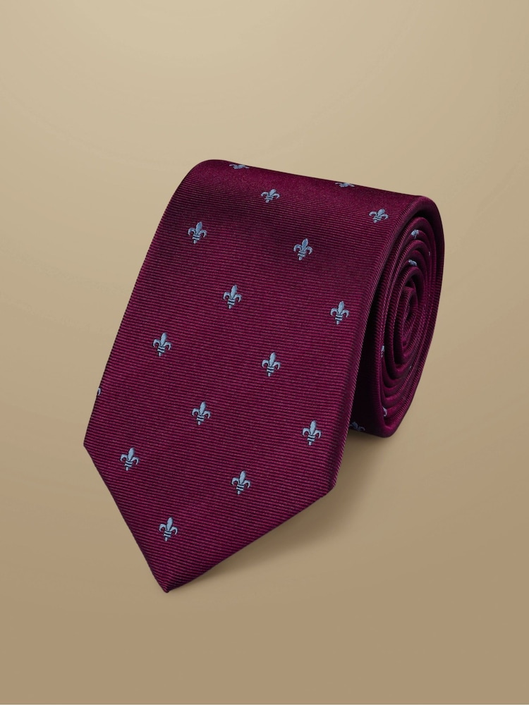 Charles Tyrwhitt Purple Blackberry Purple Fleur-De-Lys Silk Tie - Image 1 of 2 Charles Tyrwhitt Purple Blackberry Purple Fleur-De-Lys Silk Tie - Image 1 of 2