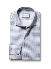 Charles Tyrwhitt Blue Non-Iron Stretch Diamond Print Slim Fit Shirt - Image 4 of 6