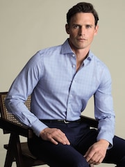 Charles Tyrwhitt Blue Sky Windowpane Check Non-Iron Twill Cutaway Slim Fit Shirt - Image 2 of 6