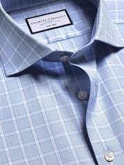 Charles Tyrwhitt Blue Sky Windowpane Check Non-Iron Twill Cutaway Slim Fit Shirt - Image 5 of 6