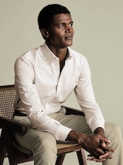 Charles Tyrwhitt Natural Stripe Non-Iron Stretch Oxford Button-Down Sf Shirt - Image 2 of 7