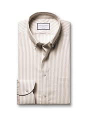 Charles Tyrwhitt Natural Stripe Non-Iron Stretch Oxford Button-Down Sf Shirt - Image 5 of 7