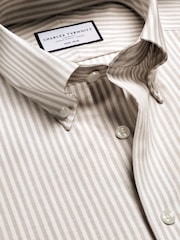 Charles Tyrwhitt Natural Stripe Non-Iron Stretch Oxford Button-Down Sf Shirt - Image 6 of 7
