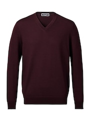 Charles Tyrwhitt Red Pure Merino V-Neck Jumper - Image 3 of 5