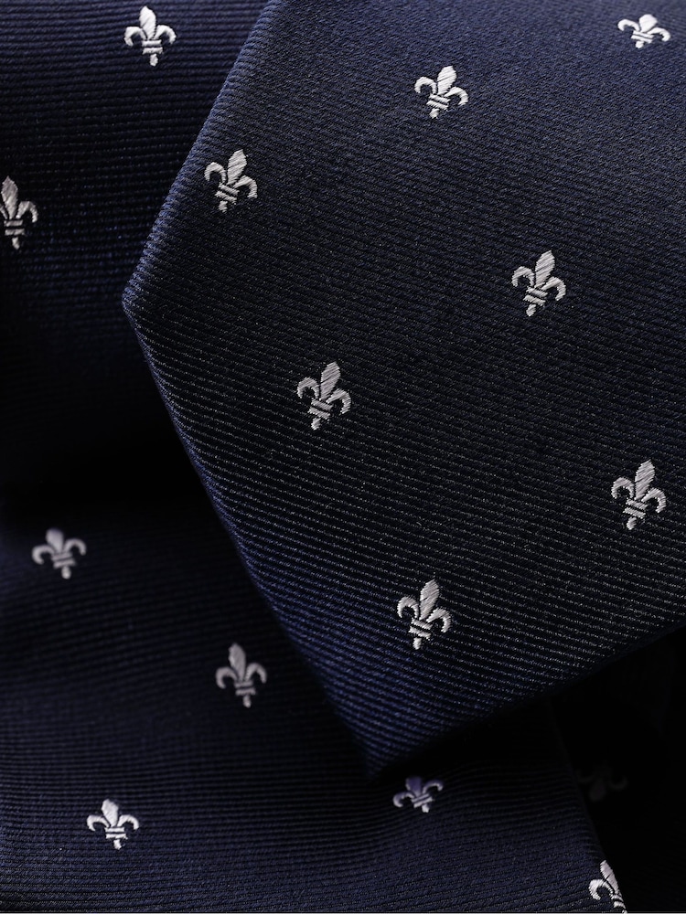 Charles Tyrwhitt Blue French Fleur De Lys Silk Tie - Image 2 of 2