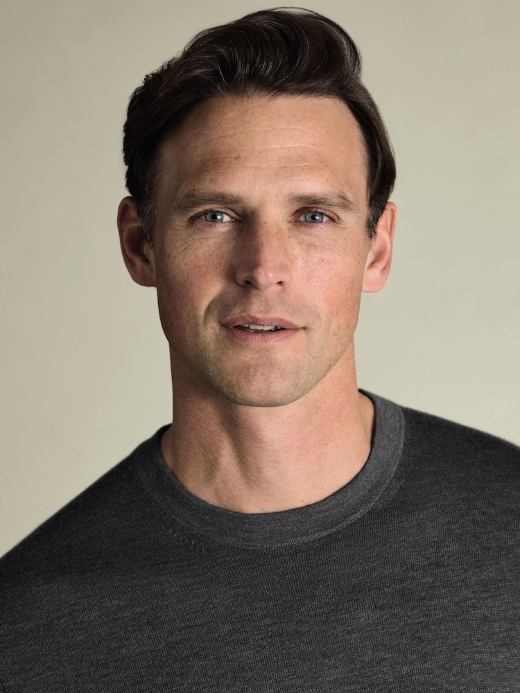 Charles Tyrwhitt Grey Pure Merino Crew Neck Jumper - Image 4 of 4