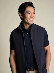 Charles Tyrwhitt Blue Navy Short Sleeve Large Textured Jacquard Polo Shirt - Image 3 of 7