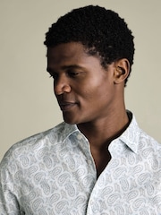 Charles Tyrwhitt White Non-Iron Stretch Paisley Print Slim Fit Shirt - Image 3 of 7