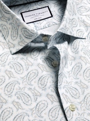 Charles Tyrwhitt White Non-Iron Stretch Paisley Print Slim Fit Shirt - Image 6 of 7