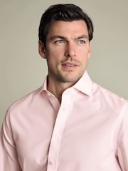 Charles Tyrwhitt Pink Gingham Non-Iron Poplin Cutaway Slim Fit Shirt - Image 2 of 7