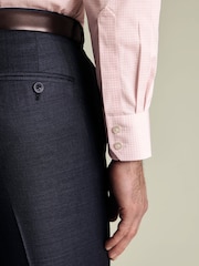 Charles Tyrwhitt Pink Gingham Non-Iron Poplin Cutaway Slim Fit Shirt - Image 3 of 7