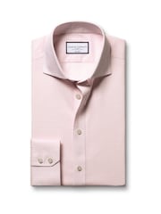 Charles Tyrwhitt Pink Gingham Non-Iron Poplin Cutaway Slim Fit Shirt - Image 5 of 7