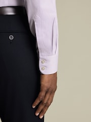 Charles Tyrwhitt Purple Lilac Mini Grid Check Non-Iron Twill Slim Fit Shirt - Image 3 of 7