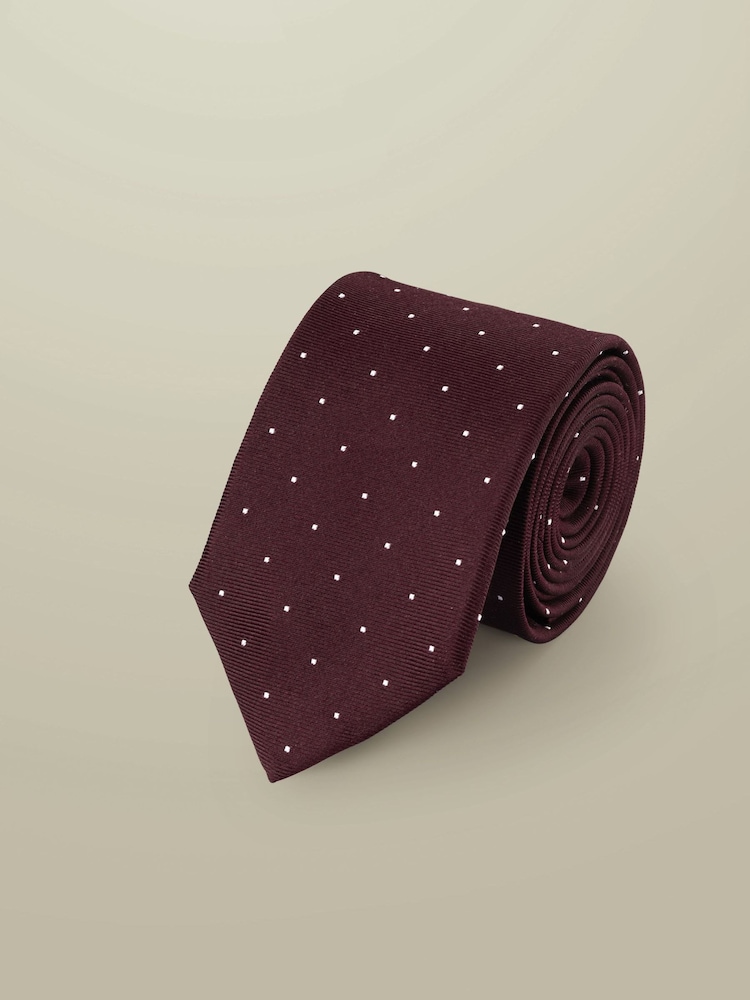 Charles Tyrwhitt Red Maroon Silk Spot Tie - Image 1 of 2 Charles Tyrwhitt Red Maroon Silk Spot Tie - Image 1 of 2
