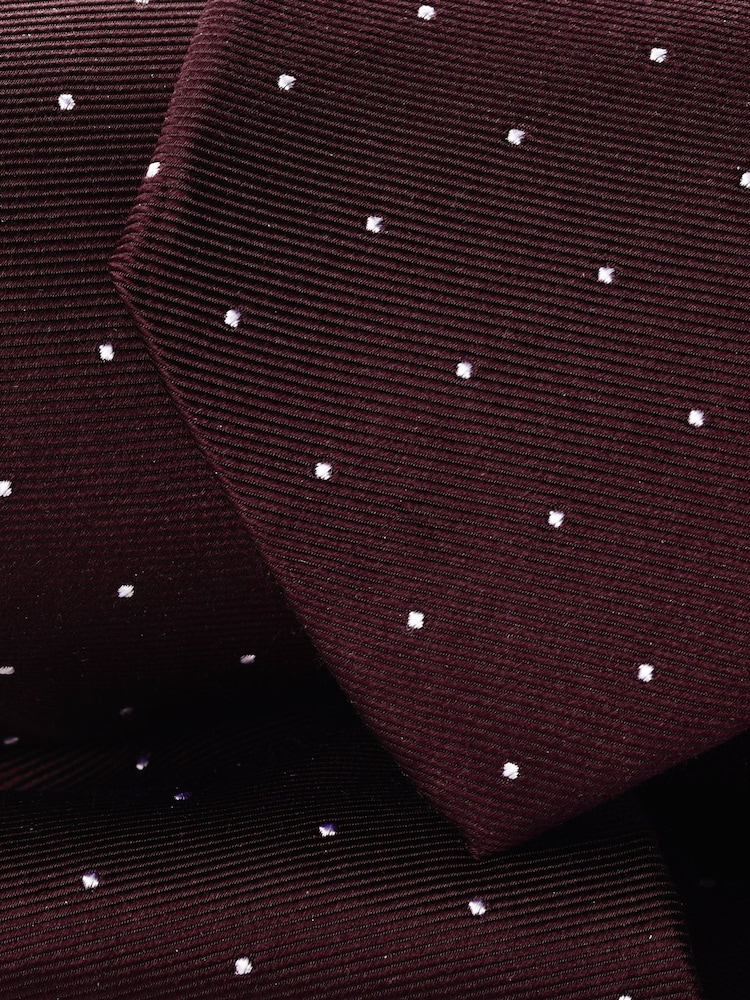 Charles Tyrwhitt Red Maroon Silk Spot Tie - Image 2 of 2 Charles Tyrwhitt Red Maroon Silk Spot Tie - Image 2 of 2