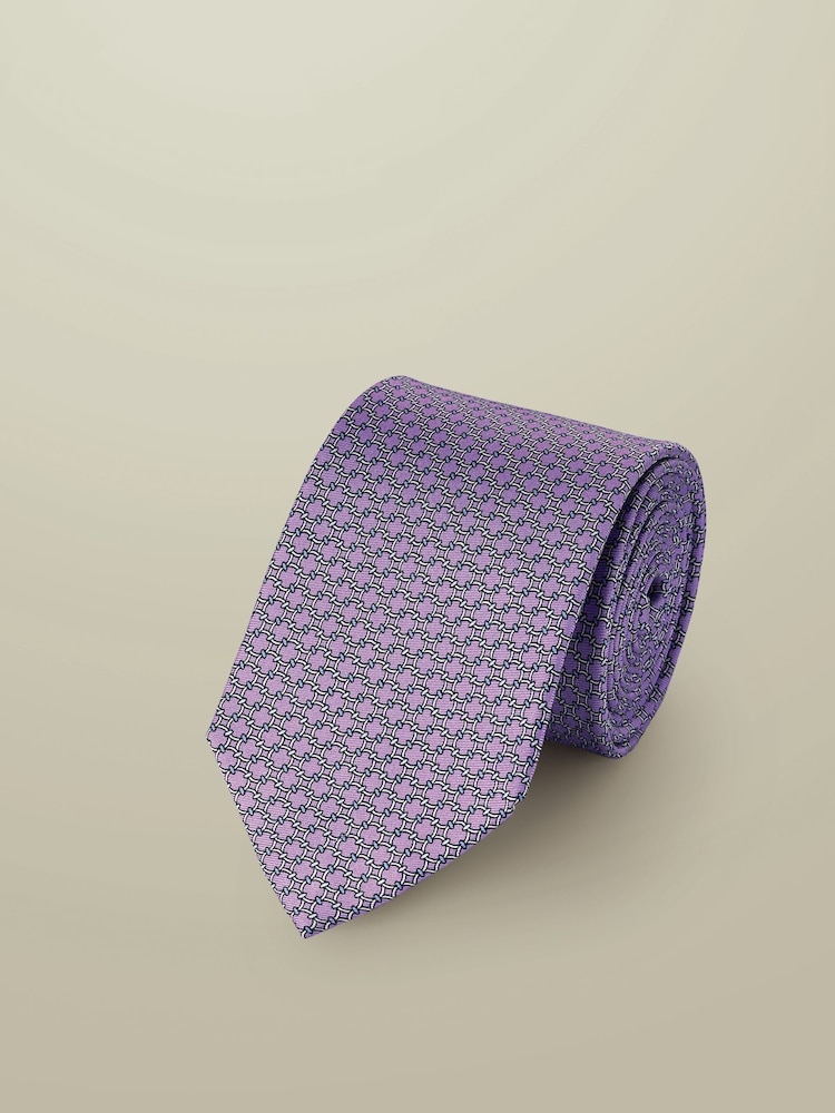 Charles Tyrwhitt Purple Violet Purple Silk Printed Tie - Image 1 of 2