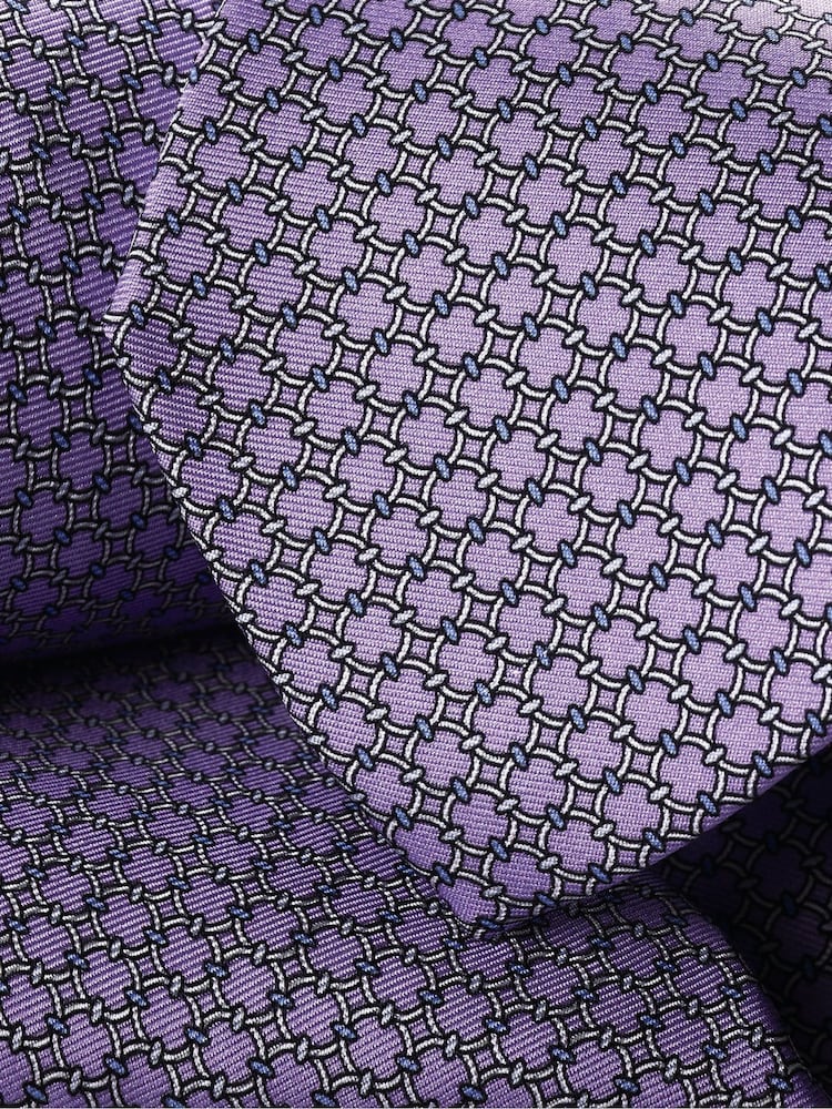 Charles Tyrwhitt Purple Violet Purple Silk Printed Tie - Image 2 of 2
