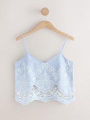 Blau Weiss Gestreift - Camisole mit Stickerei - Bild 1 von 3