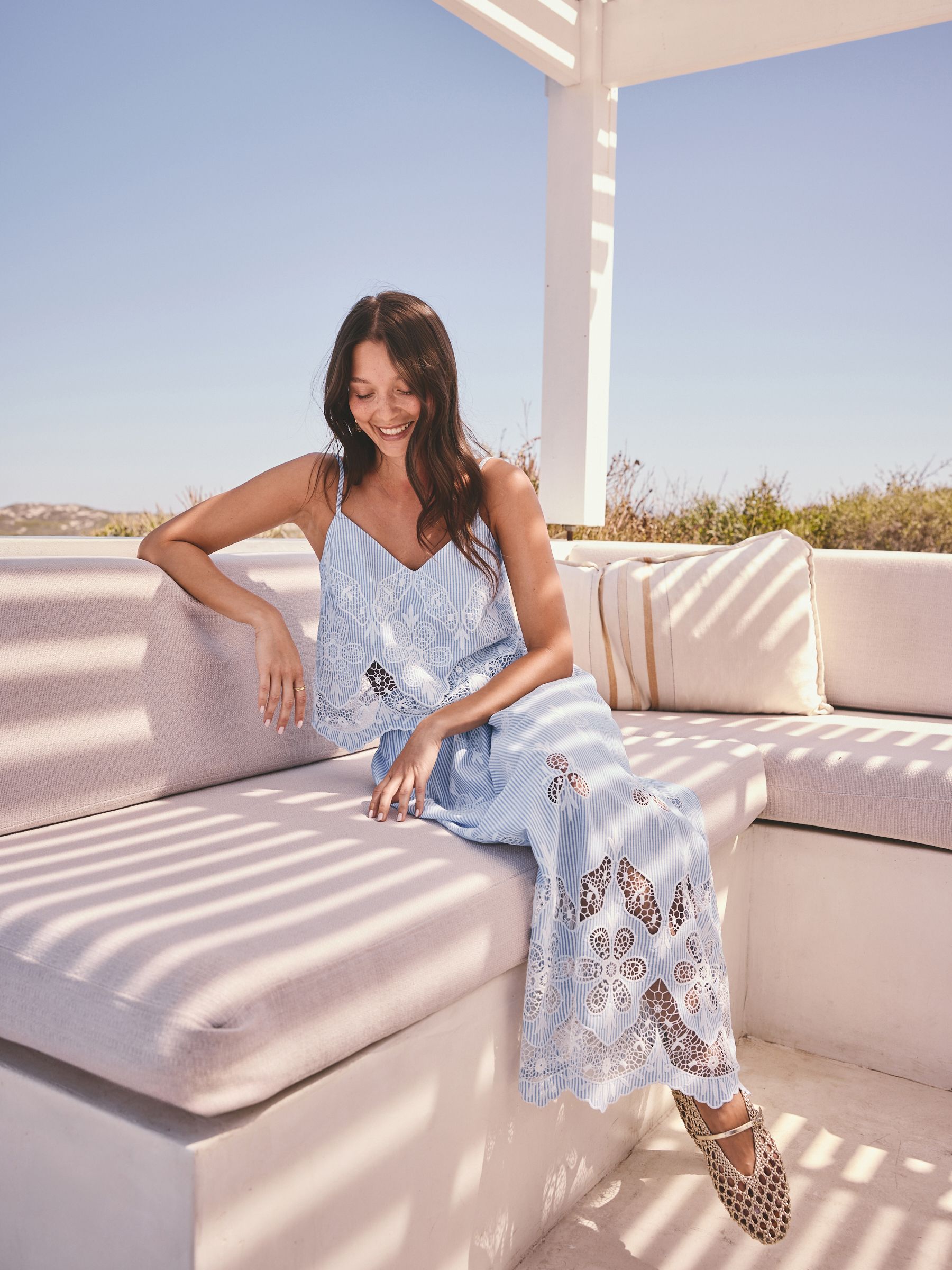 トップス borders at balcony / TWILL CAMI TOP Buy Blue/White Stripe Broderie Cami Top from the Next UK online shop