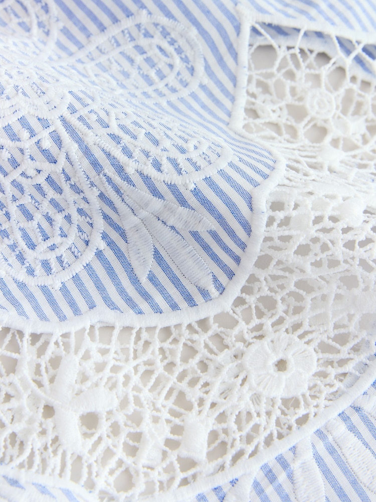 Blue/White Stripe Broderie Cami Top - Image 8 of 8