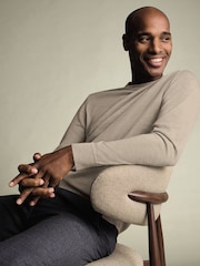 Charles Tyrwhitt Natural Limestone Pure Merino Crew Neck Jumper - Image 1 of 5
