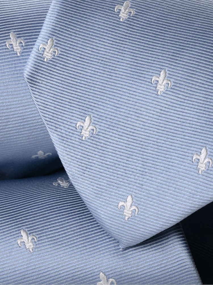 Charles Tyrwhitt Blue Fleur De Lys Silk Tie - Image 2 of 2 Charles Tyrwhitt Blue Fleur De Lys Silk Tie - Image 2 of 2