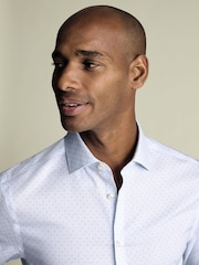 Charles Tyrwhitt White Non-Iron Stretch Decorative Print Slim Fit Shirt - Image 3 of 7