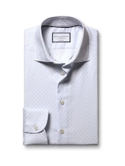 Charles Tyrwhitt White Non-Iron Stretch Decorative Print Slim Fit Shirt - Image 5 of 7