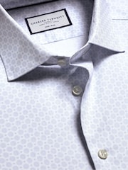 Charles Tyrwhitt White Non-Iron Stretch Decorative Print Slim Fit Shirt - Image 6 of 7