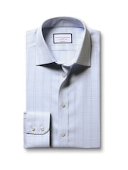 Charles Tyrwhitt Blue Light Pow Check Non-Iron Twill Slim Fit Shirt - Image 4 of 6