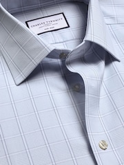 Charles Tyrwhitt Blue Light Pow Check Non-Iron Twill Slim Fit Shirt - Image 5 of 6