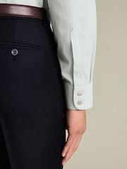 Charles Tyrwhitt Green Mini Grid Check Non-Iron Twill Slim Fit Shirt - Image 3 of 6